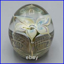 John Barber Laguna Beach Paperweight Flowers Blue 1982 FREE USA SHIPPING