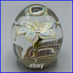 John Barber Laguna Beach Paperweight Flowers Blue 1982 FREE USA SHIPPING