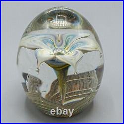 John Barber Laguna Beach Paperweight Flowers Blue 1982 FREE USA SHIPPING