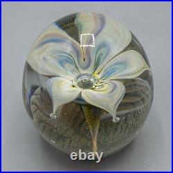 John Barber Laguna Beach Paperweight Flowers Blue 1982 FREE USA SHIPPING