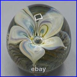 John Barber Laguna Beach Paperweight Flowers Blue 1982 FREE USA SHIPPING