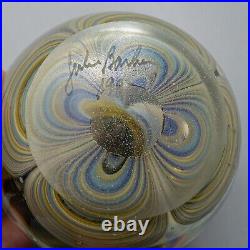 John Barber Laguna Beach Paperweight Flowers Blue 1982 FREE USA SHIPPING