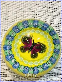 John Deacon and Willie Mason Collaborative Butterfly Art Glass Paperweight