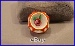 John Gooderham RED ROSE Double Overlay MINIATURE Glass Paperweight-Button Size