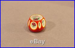 John Gooderham RED ROSE Double Overlay MINIATURE Glass Paperweight-Button Size