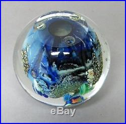 Josh Simpson 1993 Glass Sphere Art Paperweight 3 Inhabited Planet