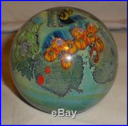Josh Simpson 3 Inhabited Planet Sphere / Paperweight Art Glass WHAT A WORLD