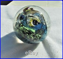 Josh Simpson 3 Inhabited Planet Sphere/Paperweight Art Glass WHAT A WORLD