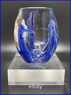 Josh Simpson Art Glass Floral Paperweight Vase