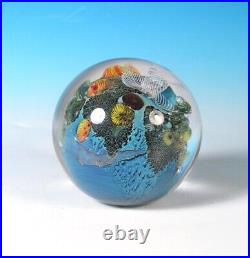 Josh Simpson Art Glass Inhabited Planet Ocean 3 Paperweight Artist Signed