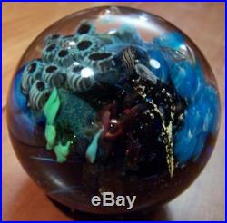 Josh Simpson Art Glass Paperweight Inhabited Planet 3 inches Signed Numbered