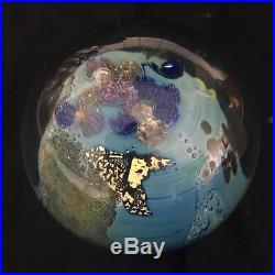 Josh Simpson Art Glass Paperweight Inhabited Planet Signed Numbered