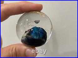 Josh Simpson Art Glass Sphere Planet Marble / Paperweight on Acrylic Stand