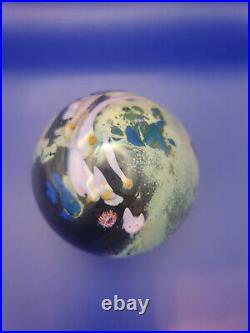 Josh Simpson Inhabited Planet Art Glass 3 Paperweight Signed & Dated 1986