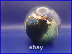 Josh Simpson Inhabited Planet Art Glass 3 Paperweight Signed & Dated 1986