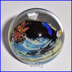 Josh Simpson Inhabited Planet Art Glass Paperweight