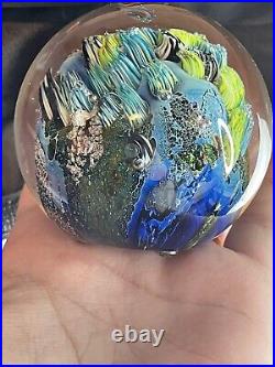 Josh Simpson Paperweight -32 Art Glass Inhabited Plant Ocean Reef Coral Abstract