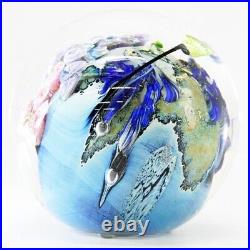 Josh Simpson Signed Inhabited Art Glass MegaPlanet 3.55 inch Earth Paperweight