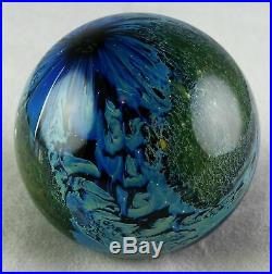 Josh Simpson Small Inhabited Planet Spherical Art Glass Paperweight Early Rare