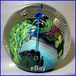 Josh simpson inhabited planet 3 inch art glass paperweight signed & dated 1991