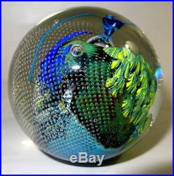 Josh simpson inhabited planet 3 inch art glass paperweight signed & dated 1991