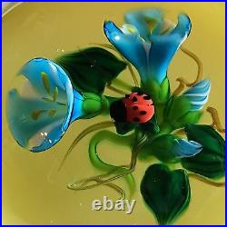 KEN ROSENFELD Lady Bug and Blue Flowers on Yellow Base Brand New