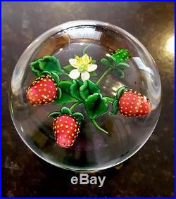 KEN ROSENFELD Strawberry and Bud Paperweight, Gorgeous
