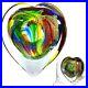 Karg Dichroic Paperweight Magnum Heart Art Glass Iridescent Veined 4.5 in Signed