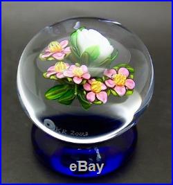 Ken Rosenfeld Floral Bouquet Art Glass Stand Small Paperweight, Apr 2.5Hx2.25W