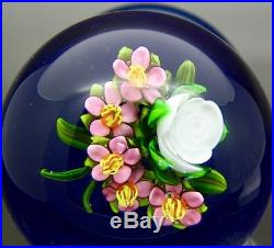 Ken Rosenfeld Floral Bouquet Art Glass Stand Small Paperweight, Apr 2.5Hx2.25W