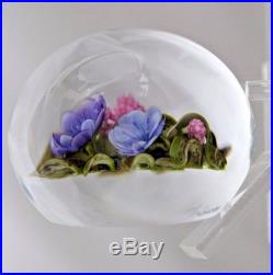 LARGE Beautfiful VICTOR TRABUCCO Lavender / Pink FLORAL Art Glass PAPERWEIGHT