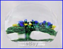 LARGE Bob BANFORD Blue & Yellow FLOWER BOUQUET Art Glass PAPERWEIGHT