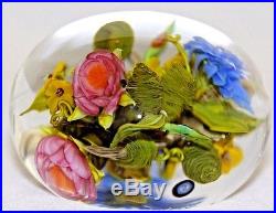 LARGE Gorgeous PAUL STANKARD Floral BOUQUET & WORD CANES Art Glass PAPERWEIGHT