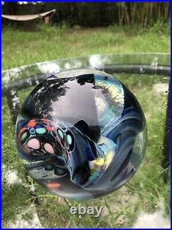 LARGE Rollin Karg Dichroic Iridescent Studio Art Glass 6.25 Paperweight Ball