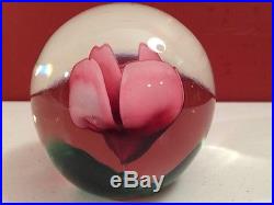 LARGE VINTAGE JOE ST. CLAIR ROSE PAPERWEIGHT EXCELLENT! RARE MAGNUM 3 5/8 tall