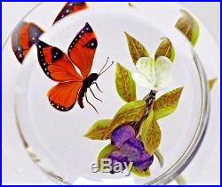 LARGE Victor TRABUCCO Monarch BUTTERFLY and BERRIES Art Glass PAPERWEIGHT