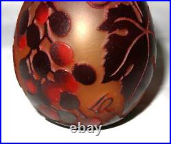 La Rochere Art Glass Egg, Brown Leaves, LE 136/1000, 3 1/2 Tall