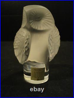 Lalique CHOUETTE Clear & Frosted Crystal Owl Paperweight