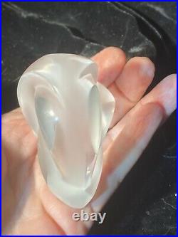 Lalique Coeur Entwined Heart Frosted Clear Crystal Paperweight Figurine