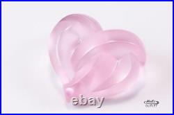 Lalique Entwined Coeur Heart Pink Crystal Paperweight Figurine