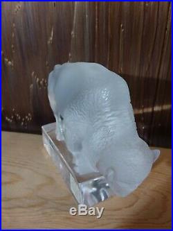 Lalique (France) Crystal Art Glass Buffalo Bison Figurine Paperweight, Signed