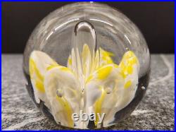 Lampwork Yellow Daffodil Blown Glass Intricate Paperweight 3.25 Authenticated