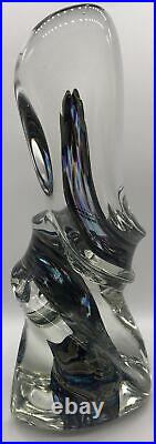 Large 1994 Signed Rollin Karg Art Hand Blown Glass Paperweight