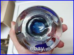 Large Art Glass Paperweight Vintage Artist Signed MONSON Blue Red William Manson