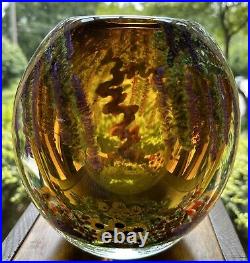 Large Chris Heilman Wisteria 1998 Studio Paperweight Wisteria Art Glass Vase