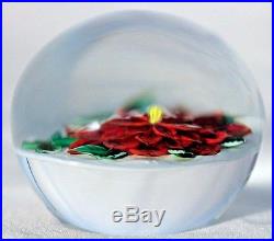 Large EXQUISITE Randall GRUBB Red DAHLIA FLOWER Art Glass PAPERWEIGHT