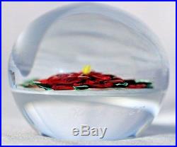 Large EXQUISITE Randall GRUBB Red DAHLIA FLOWER Art Glass PAPERWEIGHT
