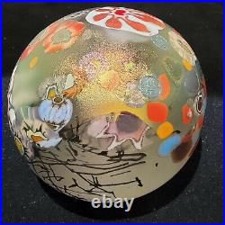 Large Herb A Thomas (HAT) Iridized Art Glass Paperweight WOW