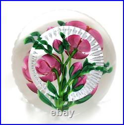 Large MARVELOUS Fancy Cut KEN ROSENFELD Art Glass PAPERWEIGHT w Floral BOUQUET