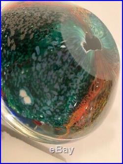 Large PETER RAOS Vibrant PACIFIC CORAL REEF Aquarium Art Glass PAPERWEIGHT 2000